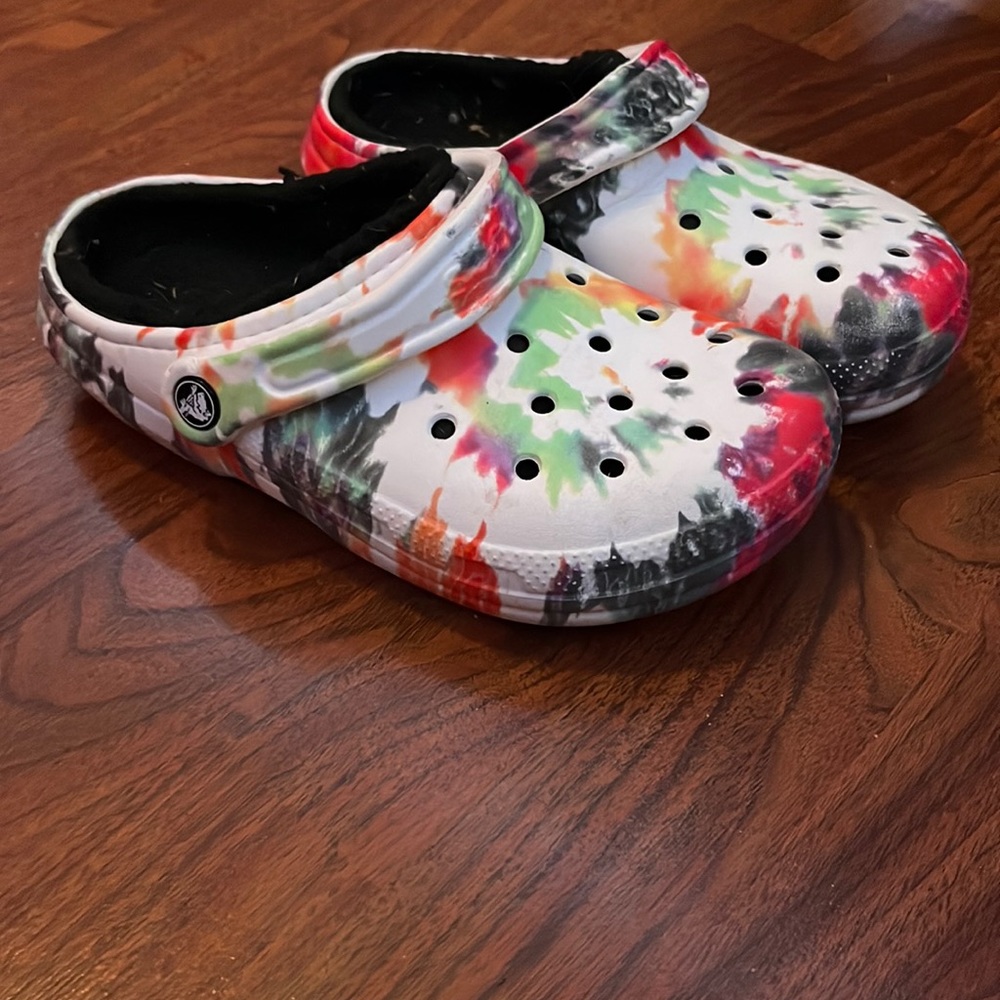 Tie Dye Crocs Fuzzy